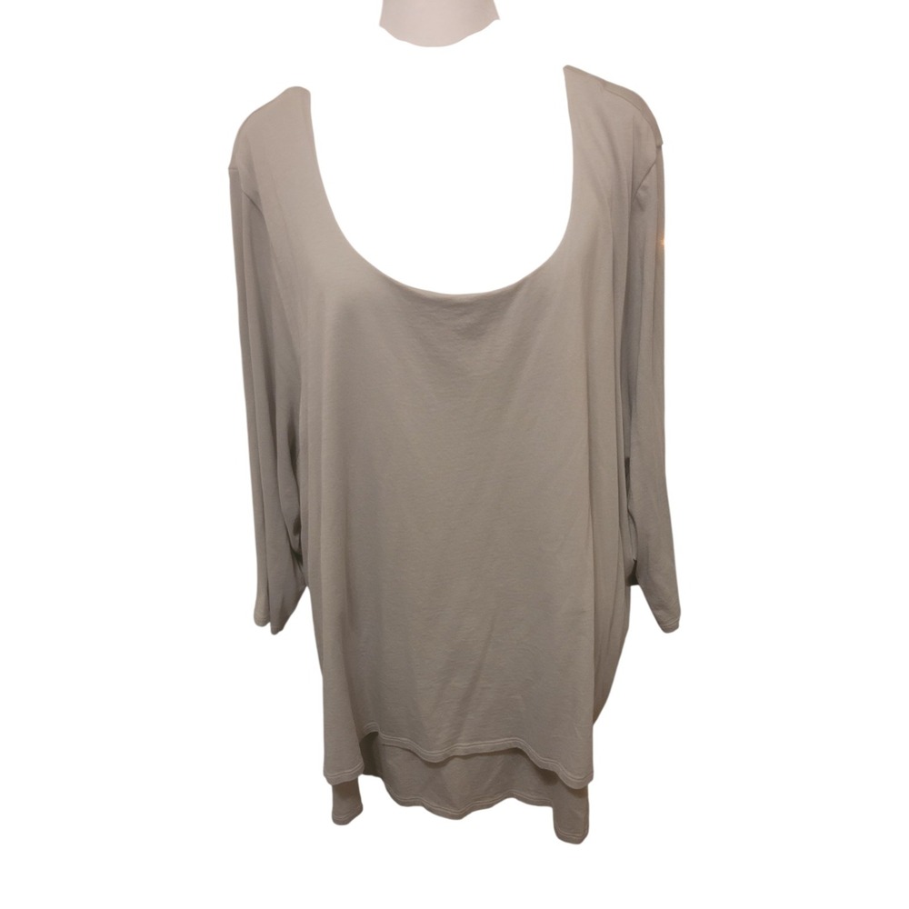 J Jill Pure Jill Elliptical Layered Split Back Blouse Womens 3/4 Sleeve 4XL